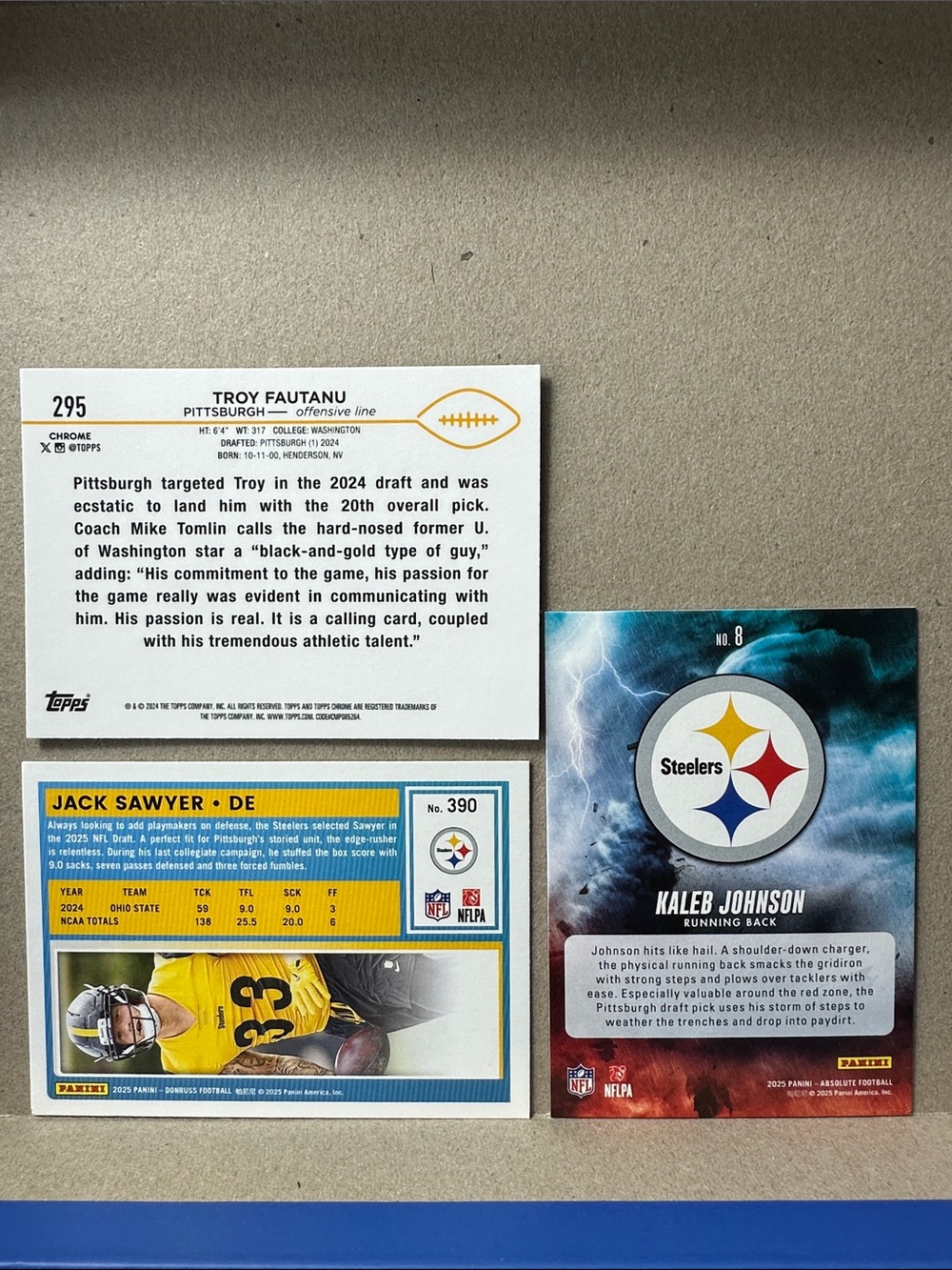 Steelers TJ Watt Chrome PowerPlayers & Freiermuth/Sawyer/Fautanu/Johnson rookies - Picture 16 of 16